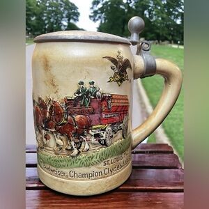 Vintage Budweiser Stein WITH LID Champion Clydesdales  1976 SERIES 1